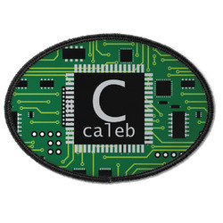 Circuit Board Iron On Oval Patch w/ Name and Initial