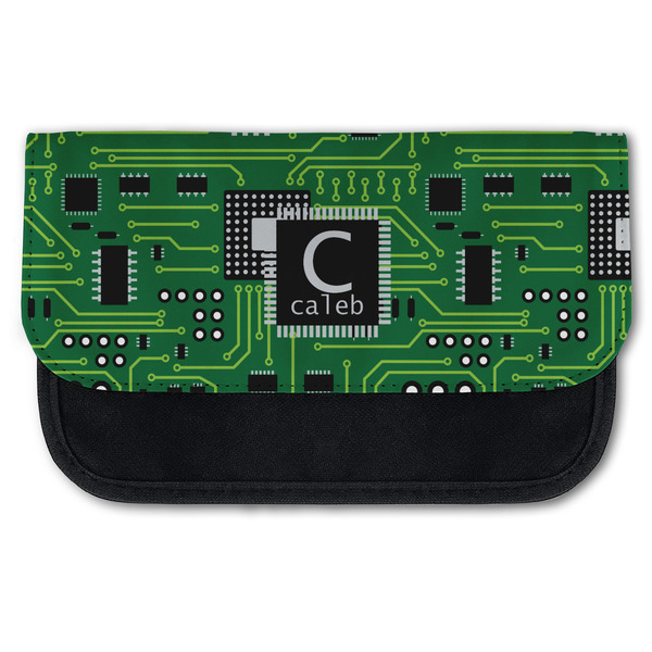 Custom Circuit Board Canvas Pencil Case w/ Name and Initial
