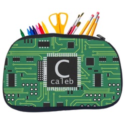 Circuit Board Neoprene Pencil Case - Medium w/ Name and Initial
