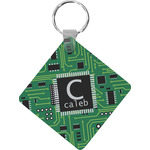 Circuit Board Diamond Plastic Keychain w/ Name and Initial