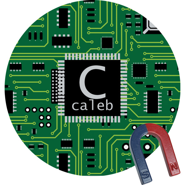 Custom Circuit Board Round Fridge Magnet (Personalized)
