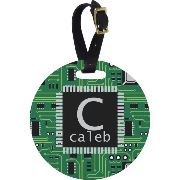Custom Circuit Board Plastic Luggage Tag - Round (Personalized)