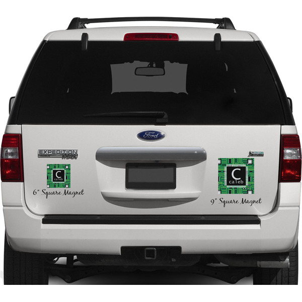 Circuit Board Personalized Square Car Magnets on Ford Explorer