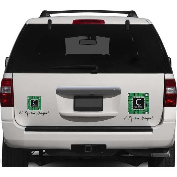 Circuit Board Personalized Square Car Magnets on Ford Explorer