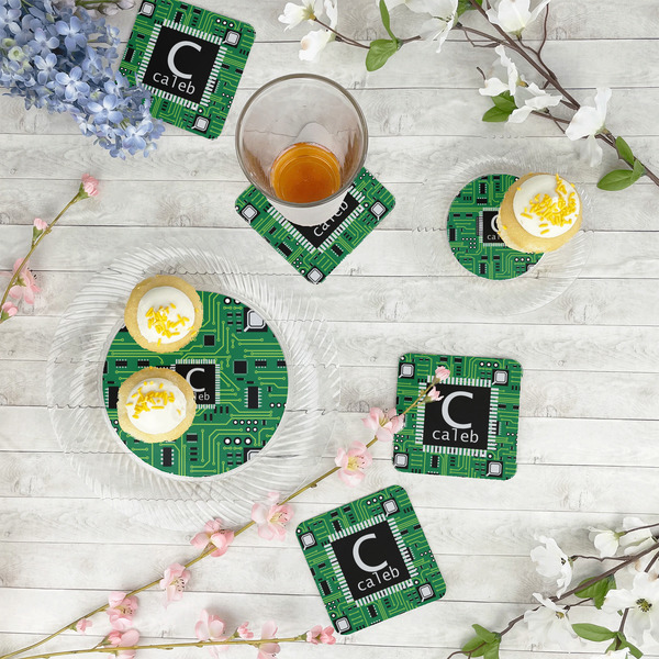 Circuit Board Plastic Party Appetizer & Dessert Plates - In Context