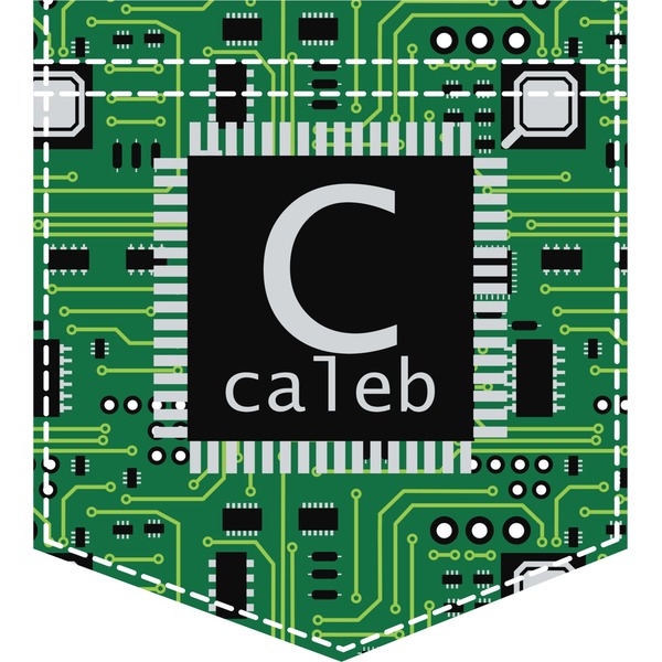 Custom Circuit Board Iron On Faux Pocket (Personalized)