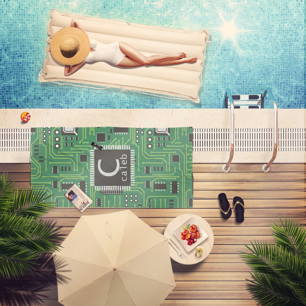 Circuit Board Pool Towel Lifestyle