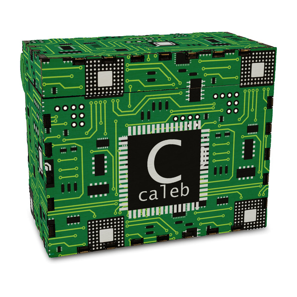 Custom Circuit Board Wood Recipe Box - Full Color Print (Personalized)