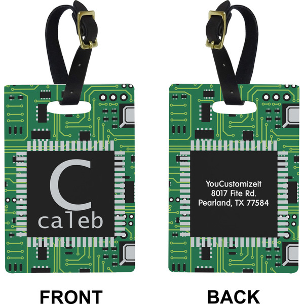 Circuit Board Rectangle Luggage Tag (Front + Back)