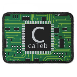 Circuit Board Iron On Rectangle Patch w/ Name and Initial