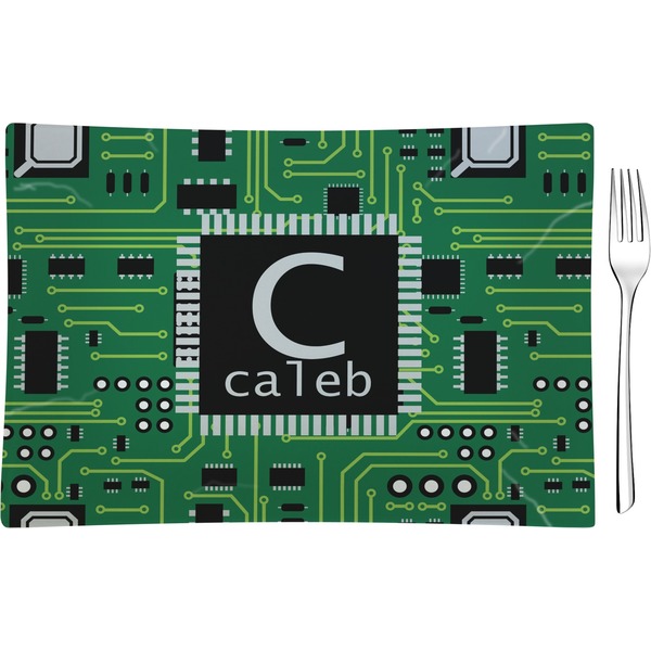 Custom Circuit Board Glass Rectangular Appetizer / Dessert Plate (Personalized)