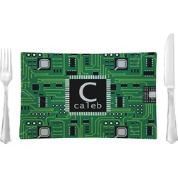Circuit Board Rectangular Glass Lunch / Dinner Plate - Single or Set (Personalized)
