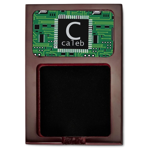 Circuit Board Red Mahogany Sticky Note Holder - Flat