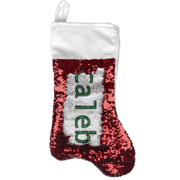 Custom Circuit Board Reversible Sequin Stocking - Red (Personalized)