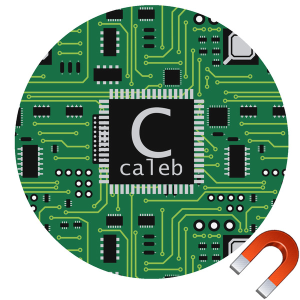 Custom Circuit Board Round Car Magnet - 6" (Personalized)