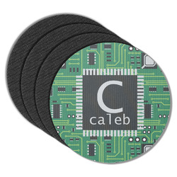 Circuit Board Round Rubber Backed Coasters - Set of 4 (Personalized)