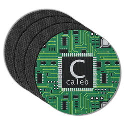 Circuit Board Round Rubber Backed Coasters - Set of 4 (Personalized)