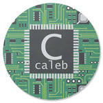Circuit Board Round Rubber Backed Coaster (Personalized)