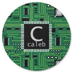Circuit Board Round Rubber Backed Coaster (Personalized)