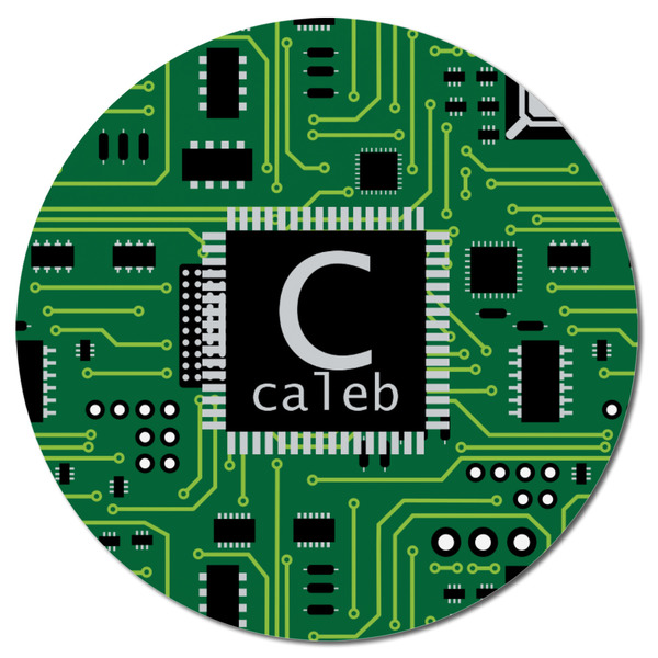 Circuit Board Round Fridge Magnet - FRONT