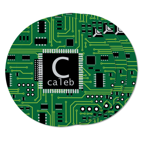 Circuit Board Round Fridge Magnet - THREE