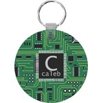 Circuit Board Round Plastic Keychain (Personalized)