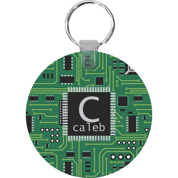 Custom Circuit Board Round Plastic Keychain (Personalized)