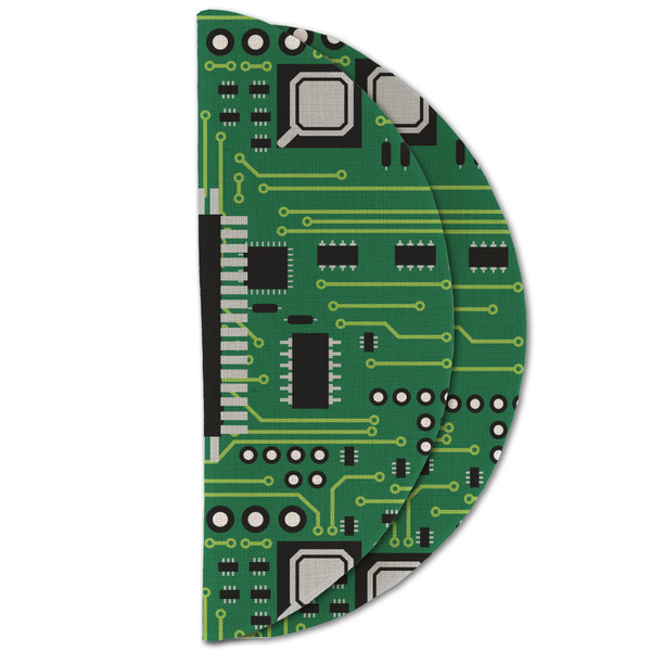 Circuit Board Round Linen Placemats - HALF FOLDED (double sided)