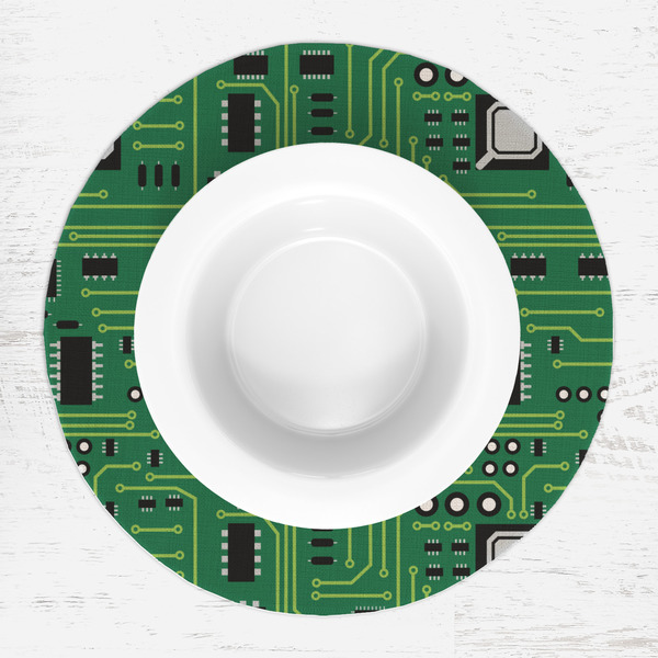 Circuit Board Round Linen Placemats - LIFESTYLE (single)