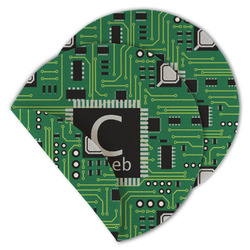 Circuit Board Round Linen Placemat - Double Sided (Personalized)