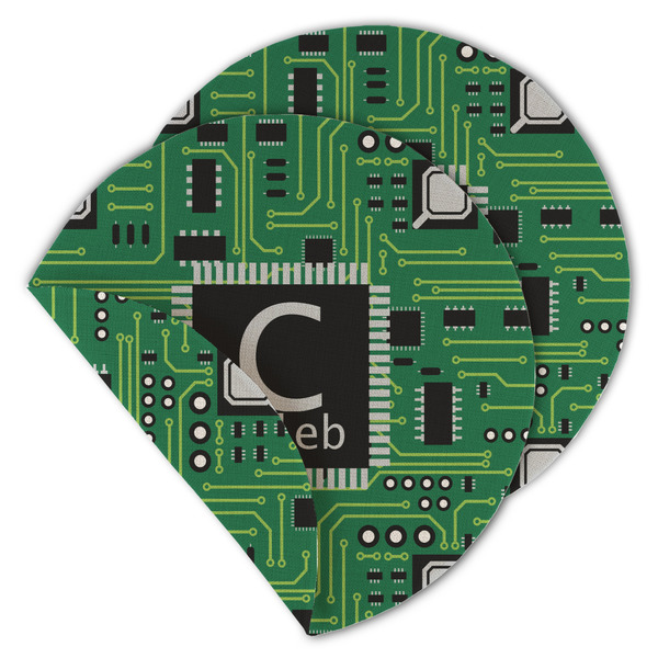 Custom Circuit Board Round Linen Placemat - Double Sided (Personalized)