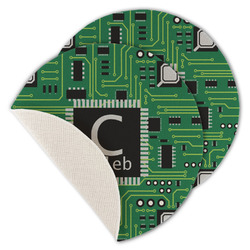 Circuit Board Round Linen Placemat - Single Sided - Set of 4 (Personalized)