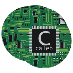 Circuit Board Round Paper Coasters w/ Name and Initial
