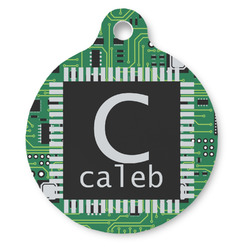Circuit Board Round Pet ID Tag - Large (Personalized)