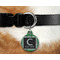 Circuit Board Round Pet Tag on Collar & Dog