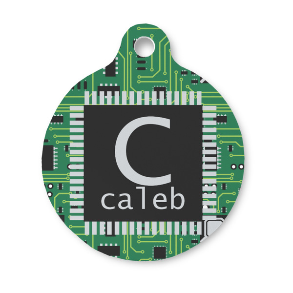 Custom Circuit Board Round Pet ID Tag - Small (Personalized)
