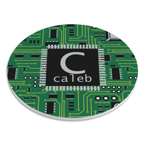 Circuit Board Round Stone Trivet - Angle View