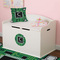Circuit Board Round Wall Decal on Toy Chest