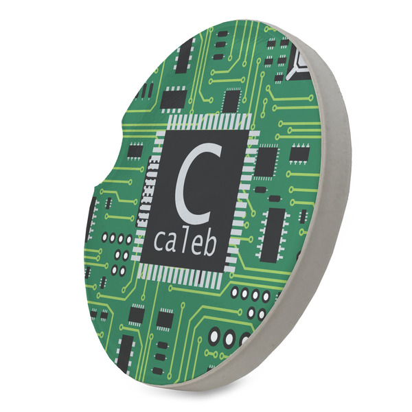 Circuit Board Sandstone Car Coaster - STANDING ANGLE