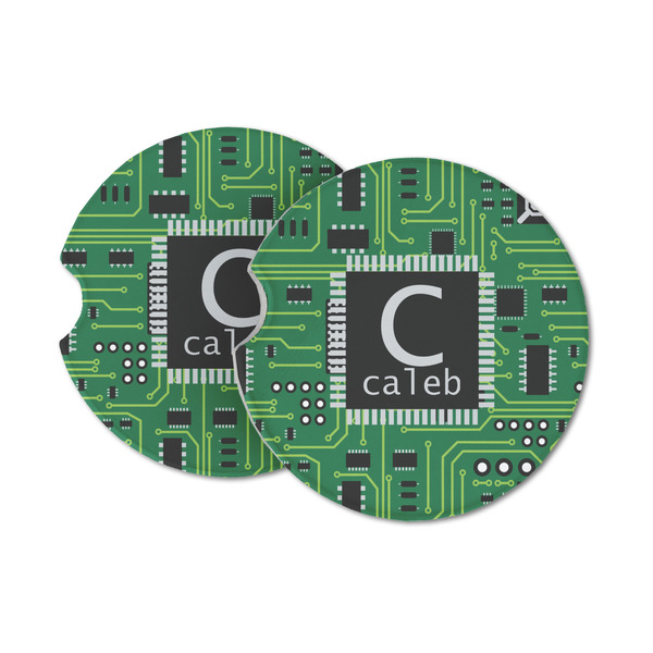 Custom Circuit Board Sandstone Car Coasters - Set of 2 (Personalized)