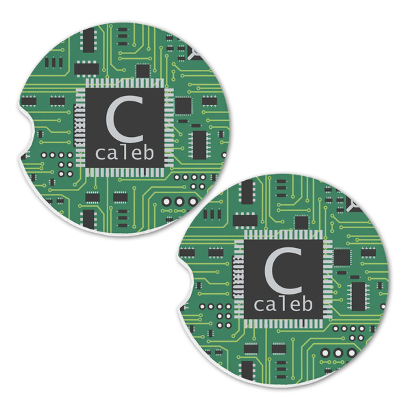 Circuit Board Sandstone Car Coasters - Set of 2