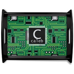 Circuit Board Black Wooden Tray - Large (Personalized)