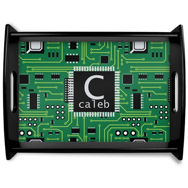 Custom Circuit Board Black Wooden Tray - Large (Personalized)