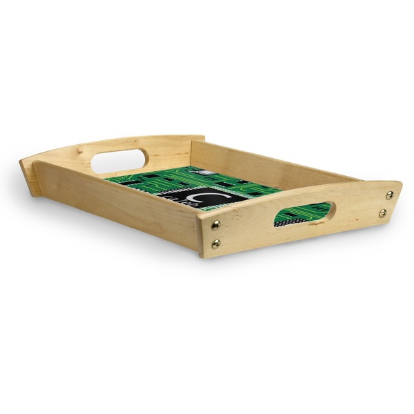 Circuit Board Serving Tray Wood Small - Corner