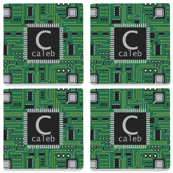 Circuit Board Set of 4 Sandstone Coasters - See All 4 View
