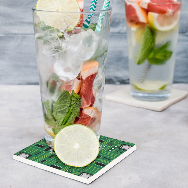 Circuit Board Set of 4 Stone Coasters - In Context View