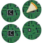 Circuit Board Set of 4 Glass Appetizer / Dessert Plate 8" (Personalized)