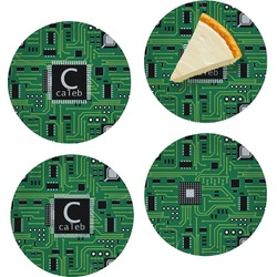 Circuit Board Set of 4 Glass Appetizer / Dessert Plate 8" (Personalized)