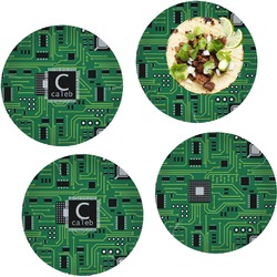 Circuit Board Set of 4 Glass Lunch / Dinner Plate 10" (Personalized)