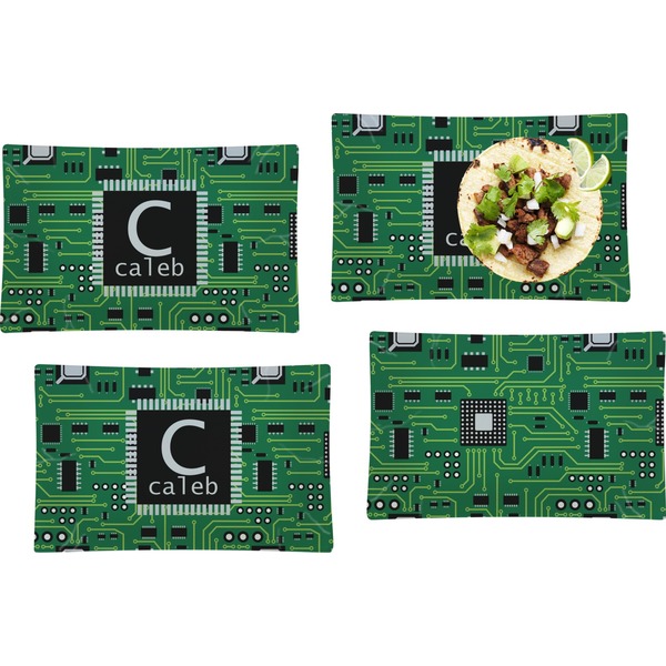 Custom Circuit Board Set of 4 Glass Rectangular Lunch / Dinner Plate (Personalized)